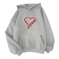 thumbnail image 4 of WZXFASHION Women's Solid Color Long Sleeved Love Printed Hooded Sweater Clearance long sleeve pullover sweater, 4 of 4