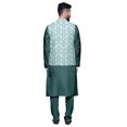 thumbnail image 3 of Atasi Mandarin Collar Traditional Solid Kurta Pajama With Printed Jacket Set, 3 of 3