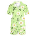 thumbnail image 3 of Jamicy Pyjama Super Doux pour Femmes Mode Décontractée Imprimé Haut à Manches Courtes à Col à Revers avec Short Ample Confortable Ensemble de Pyjama pour la Maison, 3 of 4