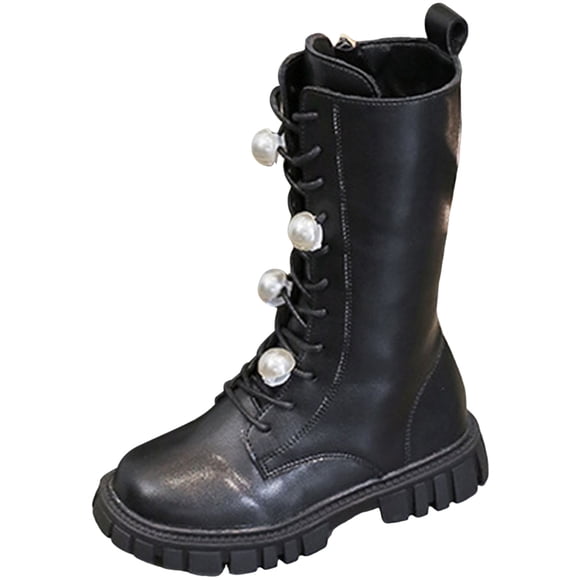 Yammkia Toddler White Boots Kids' Tall Field Boots, Starter Horse Riding Boots with Stretchy Easy-Fit Synthetic Leather and Rear Zipper Size 10 (Black,Little Kids 10)
