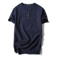 thumbnail image 1 of Innerwin T-Shirt Style Rétro T-Shirts pour Hommes Été Couleur Unie Hauts Simples Bleu Marine-3 L, 1 of 2
