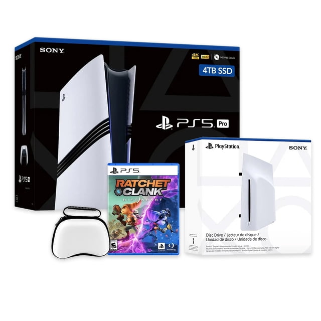PlayStation 5 Pro Console SSD 4 To avec Lecteur de Disque, Manette Sans Fil et Étui, Ratchet & Clank : Rift Apart - CFI-7019 PS5 Pro
