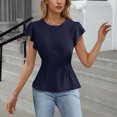 thumbnail image 2 of Zpanxa Women's Chiffon Blouse with Flutter Ruffle Sleeves and Fitted Waist, Solid Color Top, 2 of 4