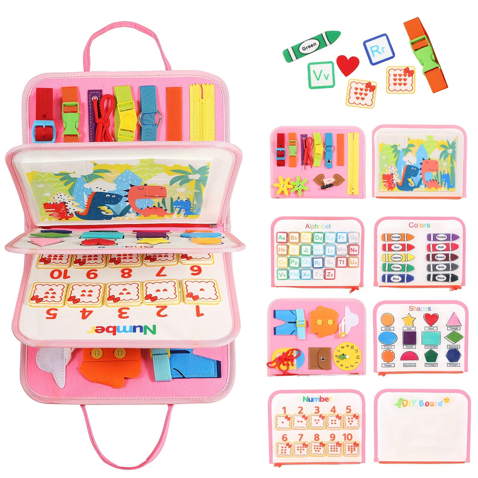 Felt Book Busy Board For Toddler , Montessori Sensory Board Toys
