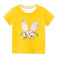 thumbnail image 1 of Penkiiy T-Shirts de Pâques pour Enfants Garçons Filles Mode Oreilles de Lapin de Pâques Imprimé Col Rond Manches Courtes 5 Ans Jaune, 1 of 4