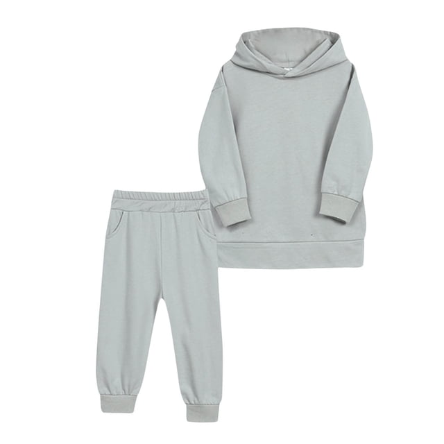 Cameland Long Sleeved Hooded Top Set Children Top and Pants Two-Piece Set Solid Color Girl Hoodie Set Long Sleeve Set