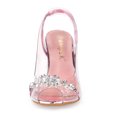 thumbnail image 2 of BLISSFUL STEP Women's Clear Slingback Flower Rhinestone Heel Sandals, 2 of 7