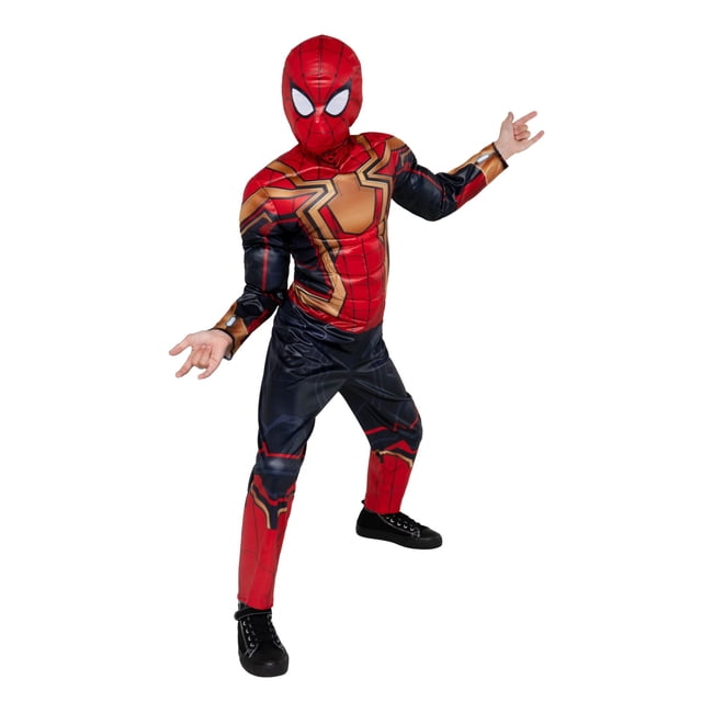 MARVEL Integrated Spider-Man Official Youth Halloween Costume - Premium Quality Padded Jumpsuit with Detachable Fabric Mask