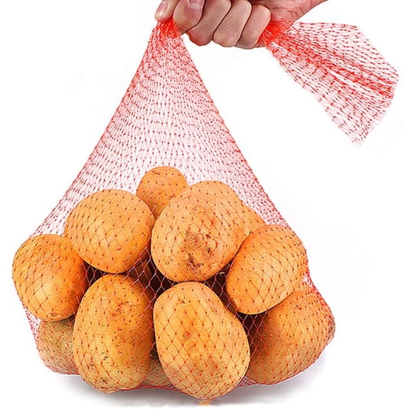 100pcs Fruit and Vegetable Packaging Net Food Packaging Seafood Boil Bags Reusable Plastic Egg Mesh Netting Bags(red)