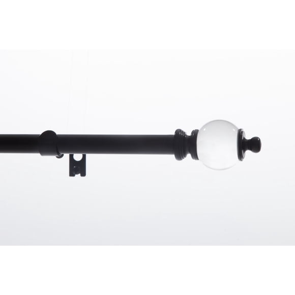 Levolor Curtain Rod in Black with Glass Finial