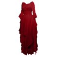 thumbnail image 4 of Yourumao Gothic Dresses for Women Renaissance Retro Solid Dress Plus Size Off Shoulder Maxi Dress Flared Sleeve Cosplay Costume Fall Winter Medieval Court Dress, 4 of 6