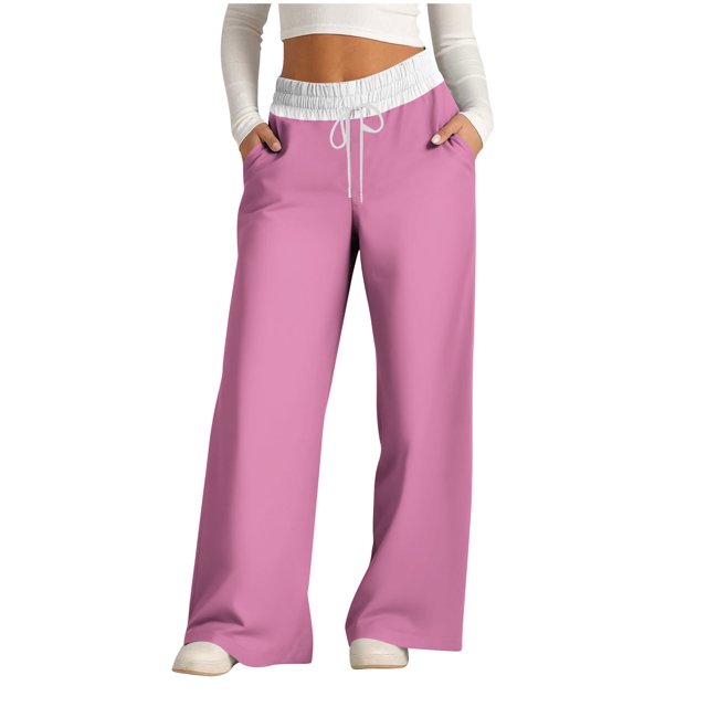 Pants for Women, Womens Fashionable Striped Printed Drawstring Wide Leg Pants