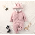 thumbnail image 2 of IROINID Savings Baby Bodysuit Long Sleeve Newborn Baby Boys Girls Romper Hooded Jumpsuit Fall And Winter Cute Outfit Clothes,Pink, 2 of 9