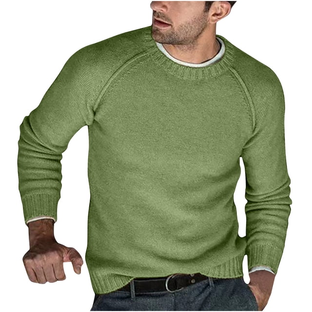 Birdeem Chandail en Tricot pour Hommes à Col Rond, Chandail Décontracté Uni, Chandail de Base