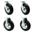 thumbnail image 1 of 8 Inch Swivel Pneumatic Casters Set of 4 - Black Rubber Wheels - Includes 2 Swivel and 2 Rigid - Heavy Duty Casters - 1,200 lbs. Total Capacity - Service Caster Brand, 1 of 4