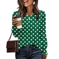 thumbnail image 2 of HAiming Chemises à Pois pour Femmes Décontractées à Col Rond Hauts à Volants Plissés Blouse Basique Chic T-Shirts de Travail, 2 of 6