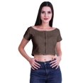thumbnail image 1 of Moomaya Printed Viscose Crop Top Short Sleeve Zipper Tunic Womens Summer Tops, 1 of 4
