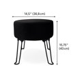 thumbnail image 3 of Ottoman Rond Moderne en Velours Noir – Tabouret d'Appoint Élégant avec Pattes Épingle Pliables, 3 of 7
