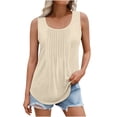 thumbnail image 1 of Plebaso Débardeurs d'Été pour Femmes Plissés Sans Manches Chemises Amples Col Rond Décontracté Blouse T-Shirt Uni P-5TG, 1 of 6