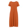 thumbnail image 5 of Robes d'Été pour Femmes 2023 Robes pour Femmes Liquidation Mode Femmes Été Uni Décontracté Col Rond Manches Courtes Vacances Poches Robe, 5 of 5