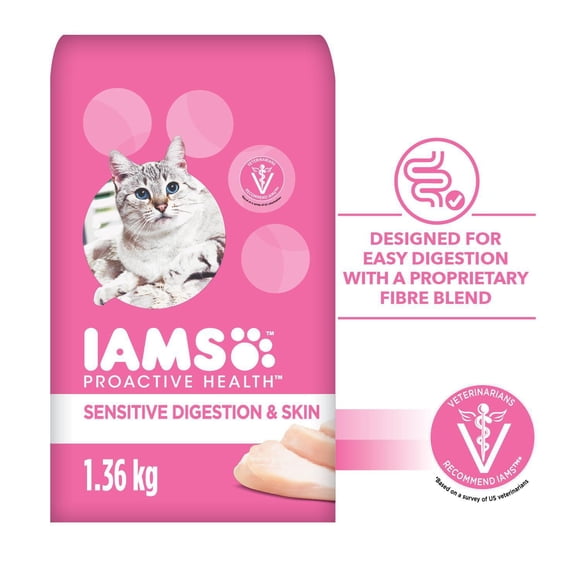 Iams Proactive Health Sensitive Digestion & Skin with Turkey Dry Cat Food 1.4kg