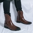 thumbnail image 2 of Mepaouo Men's Western Cowboy Boots Pointed Toe Motorcycle Riding Booties Formal Dress Chelsea Ankle Oxfords, 2 of 9