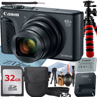 Canon PowerShot SX740 HS Digital Camera (Black) with 40x Optical Zoom Lens + 32GB Memory Card + Case + ZeeTech Advanced Bundle