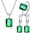 thumbnail image 1 of LYMAYTER Boucles d'Oreilles Collier 4 Pcs/ensemble Bague pour Doigt - Rectangle, Zircon Cubique, Vintage, 1 of 7