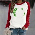 thumbnail image 2 of Besolor Womens St. Patrick's Day Shirts Long Sleeve Sweatshirt Cute Color Block Clover Shamrock Pullover Tops for Party, 2 of 4