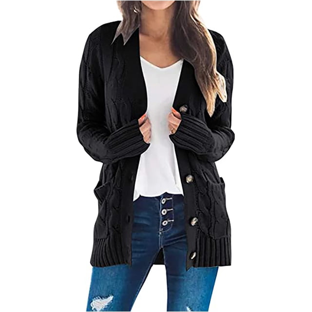Heliisoer Women's Plus Size Knit Cardigans Loose Slouchy Oversized Wrap Chunky Pocket Sweaters Coat
