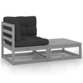 thumbnail image 1 of vidaXL 2 Piece Garden Lounge Set with Cushions Grey Solid Wood Pine, 1 of 4