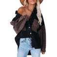 thumbnail image 2 of goowrom Vestes en Denim Amples pour Femmes à Manches Longues, Boutonnées, à Contraste Léopard, 2 of 7