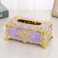 thumbnail image 2 of veasfak Chic Flower Tissue Case Box Toilet Paper Holder Car Bathroom Kitchen Towel Paper Pearl Golden, 2 of 3