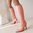 thumbnail image 1 of Cameland Autumn/winter Candy-coloured Side Zipper Embossed High Heel Boots For Ladies, 1 of 9