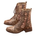 thumbnail image 2 of Cameland Women's Printed Embroidered Boots Over Feet Round Toe Chunky Ankle Boots, 2 of 4