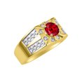 thumbnail image 3 of RYLOS Men's Rings 14K Yellow Gold Designer Starburst 7MM Round Gemstone & Diamond Ring Ruby July Birthstone Rings Size 10, 3 of 7