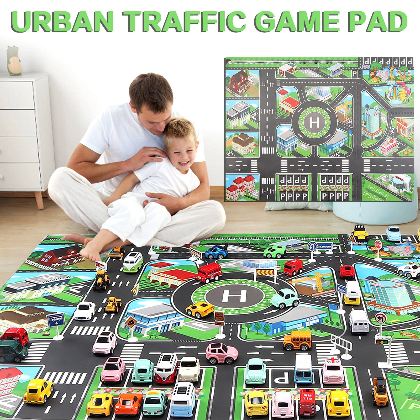 Tapis Voiture Enfant DINSUMRUG Tapis Pour Enfants Pour Voitures Jouets