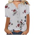 thumbnail image 2 of LSLJS T-Shirts pour Femmes Femmes Été Décontracté T-Shirt à Manches Courtes Bouton Col Rond Chandail Blouse Hauts, 2 of 4