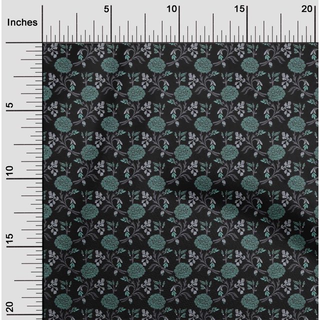 oneOone Cotton Flex Fabric Leaves & Floral Block Print Sewing Fabric BTY 40 Inch Wide