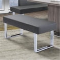 thumbnail image 1 of Armen Living LCAMBEGRBCH Amanda Contemporary Dining Bench in Gray Faux Leather Chrome, 1 of 5