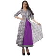 thumbnail image 1 of Moomaya Womens Cotton Printed Tunic Fron Slit Short Sleeves Long Kurta Kurti Set-2XL, 1 of 1