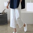 thumbnail image 2 of VEKDONE Womens Cotton Linen Capris Pants White M, 2 of 3
