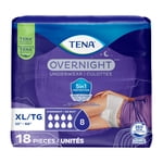 TENA, Incontinence Underwear for Women, Postpartum and Bladder Control, Overnight Absorbency, Extra Large, 18 Count