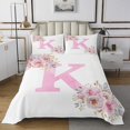thumbnail image 1 of Erosebridal Girls Pink Rose Coverlet Set Twin, Initial K Letter 02, Cartoon Decor, 1 of 5