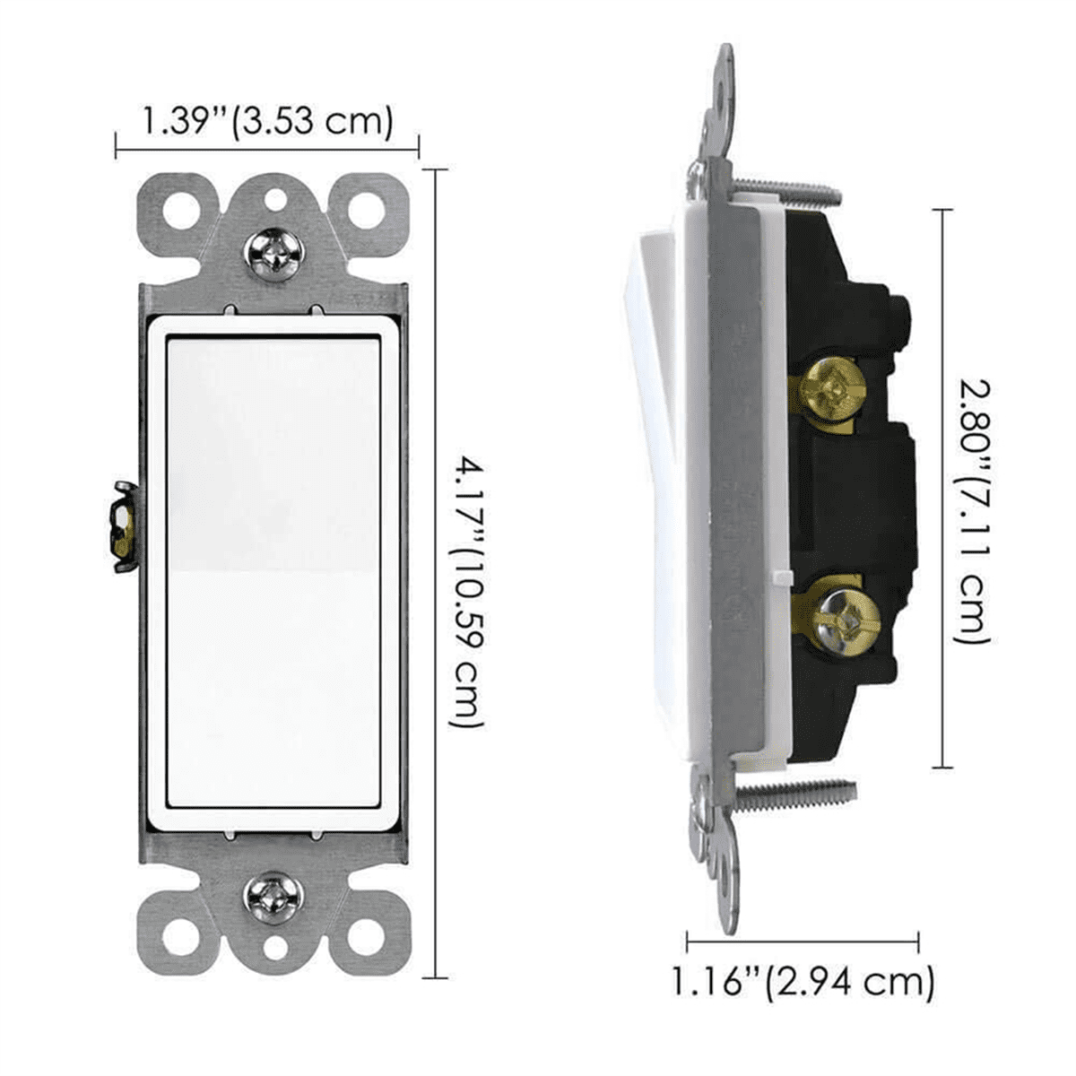 3 Way Light Switch White, 4 Pack Three Way Switch Rocker Switch 15A 120/277V, On/Off Rocker Paddle Interrupter