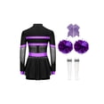 thumbnail image 2 of Aislor Tenues de Cheerleading pour Filles Enfants Costume de Cosplay de Cheerleading d'Halloween Robe de Danse de Fête Rave Violet C 16, 2 of 7