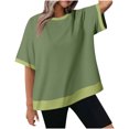 thumbnail image 1 of Plebaso T-shirts Surdimensionnés pour Femmes à Blocs de Couleur, Manches Courtes, T-Shirts Décontractés à Col Rond, Chemises Amples pour Femmes, 1 of 6