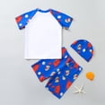thumbnail image 3 of MIASHUI Boys 3 Piece Swimwear Cartoon Print Bathing Suits Tops and Trunks Set with Hat,Red,5-6 Years, 3 of 9