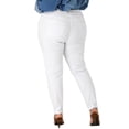 thumbnail image 3 of Unique Bargains Women's Plus Size Stretch Mid Rise Washed Skinny Jeans, 3 of 6