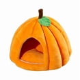 thumbnail image 1 of LOVEVER Lit pour Chat Citrouille Lits pour Chats d'Intérieur Forme Grotte Lit Tente pour Chat avec Coussin Amovible Orange Rouge P, 1 of 7
